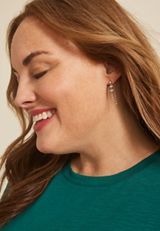 3 Stone Front Back Drop Earrings, C605, small