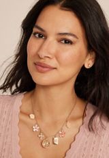 Bubble Floral Charm Necklace, GOLD, small