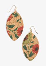 Floral Cork Drop Earrings, , small