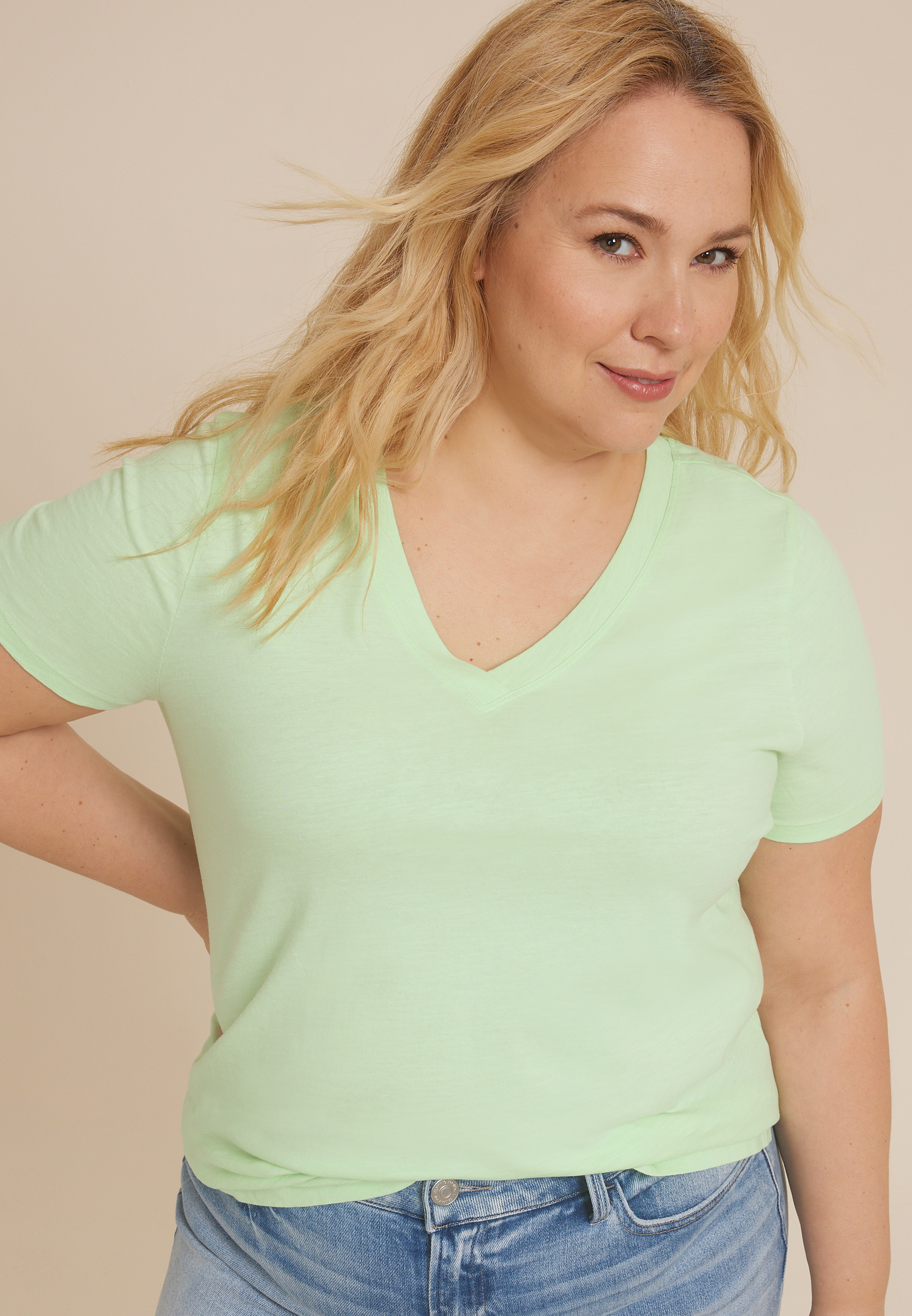 Plus Size 24/7 Dawson V Neck Tee