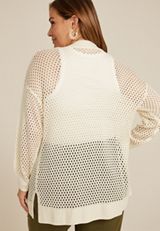 Plus Size Mesh Open Front Cardigan, , small