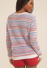 Americana Striped Open Stitch Sweater, C1524, small