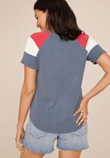 Wavy Ribbed Colorblock Raglan Tee, C4131, small
