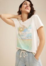Beach Please Embroidered Sun Classic Fit Graphic Tee, C2789, small