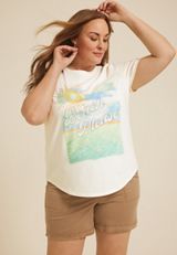 Plus Size Beach Please Embroidered Sun Classic Fit Graphic Tee, , small