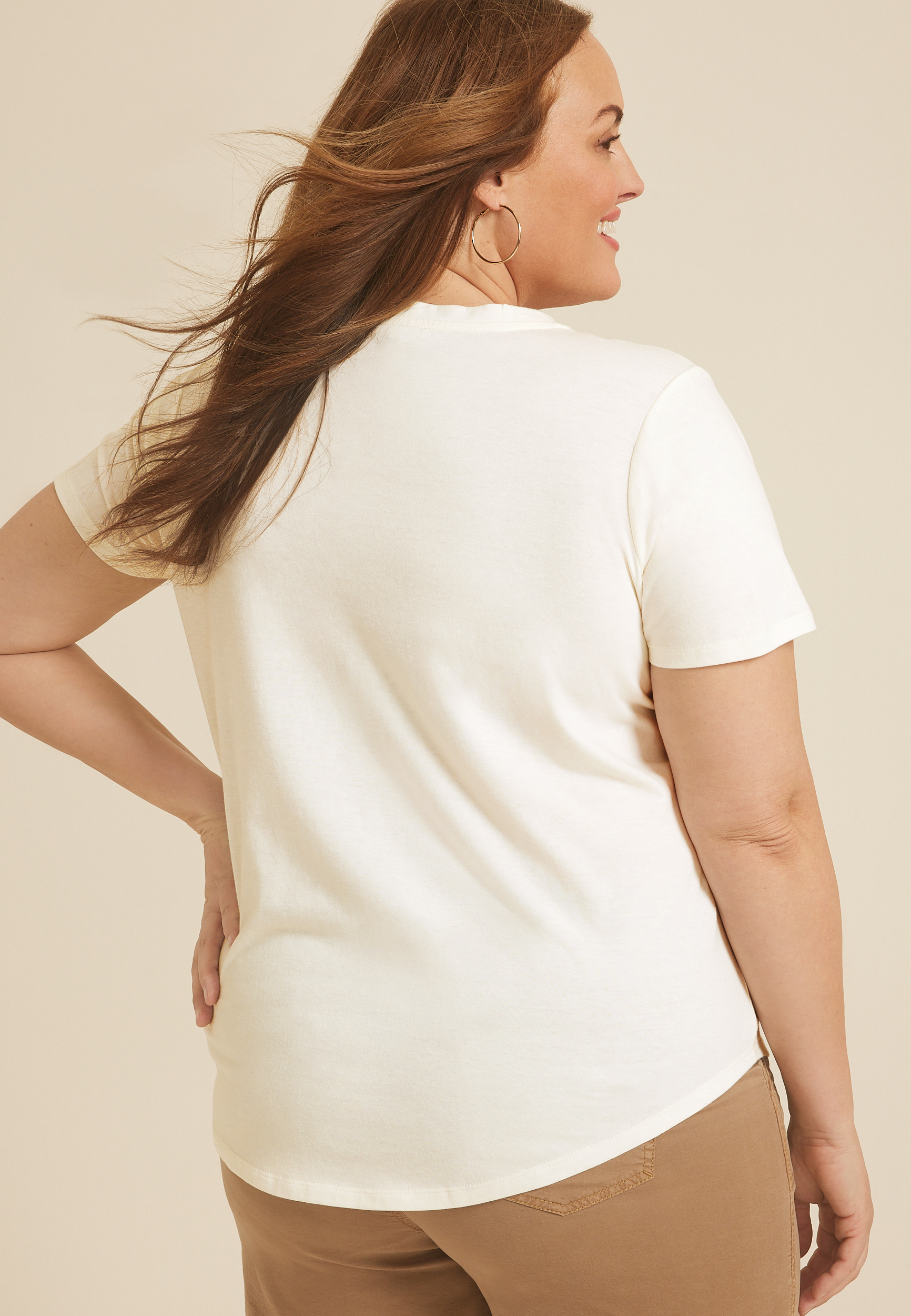 Plus Size Beach Please Embroidered Sun Classic Fit Graphic Tee, , large