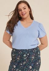 Plus Size 24/7 Holland Tulip Sleeve Tee, FOREVER BLUE, small