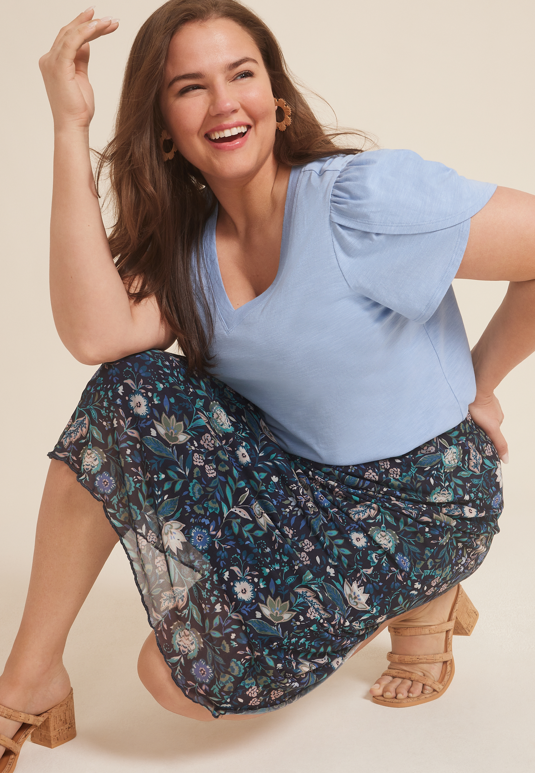 Plus Size 24/7 Holland Tulip Sleeve Tee