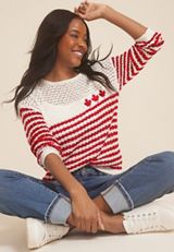 Canadian Maple Leaf Open Stitch Sweater, , small