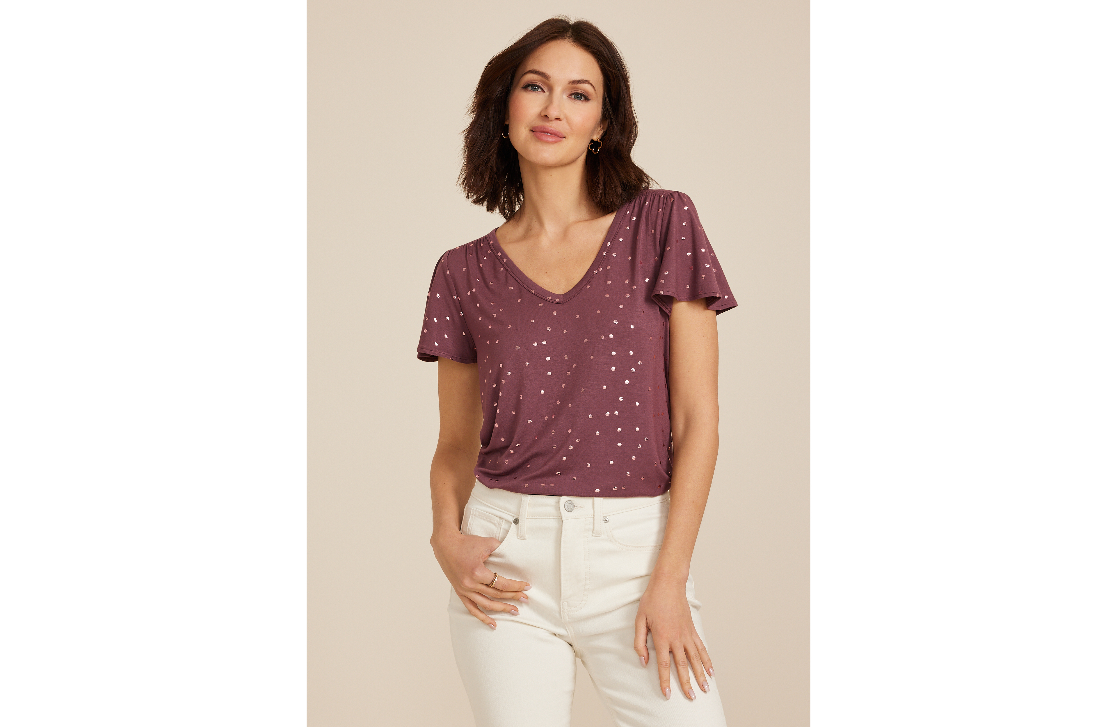 Polka Dot Flutter Sleeve Tee