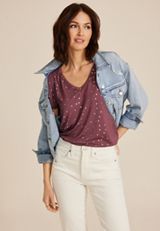 Polka Dot Flutter Sleeve Tee, C3218, small