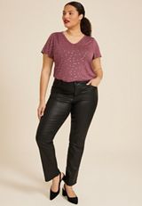 Plus Size Polka Dot Flutter Sleeve Tee, C3218, small