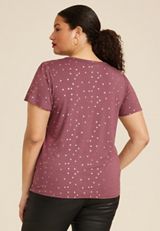 Plus Size Polka Dot Flutter Sleeve Tee, C3218, small