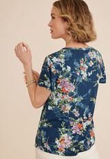 Floral Flutter Sleeve Tee, C4131, small