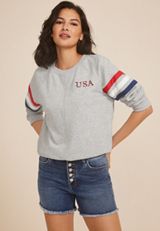Americana Embroidered Relaxed Fit Sweatshirt, C3348, small