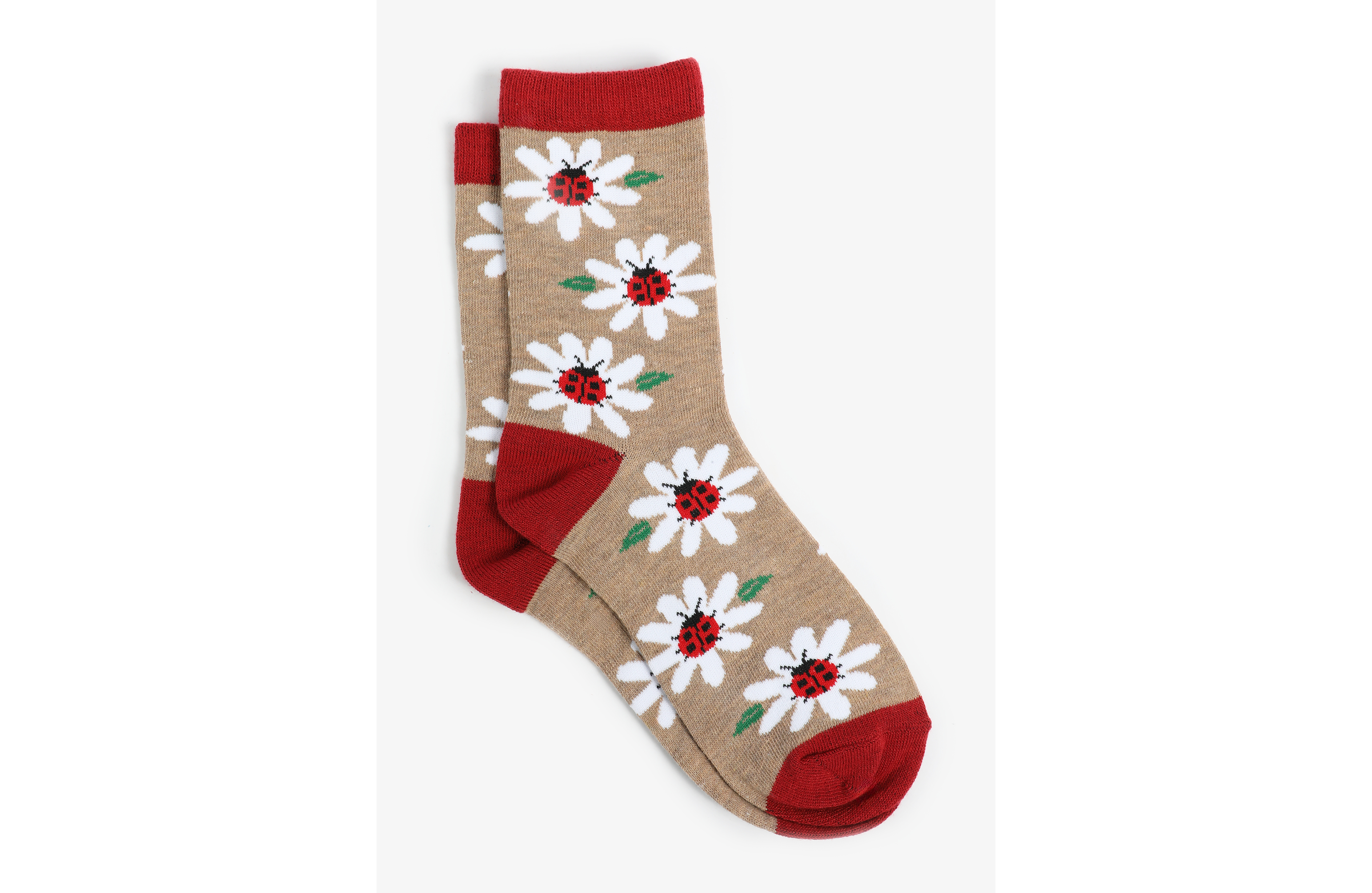 Lady Bug Floral Crew Socks