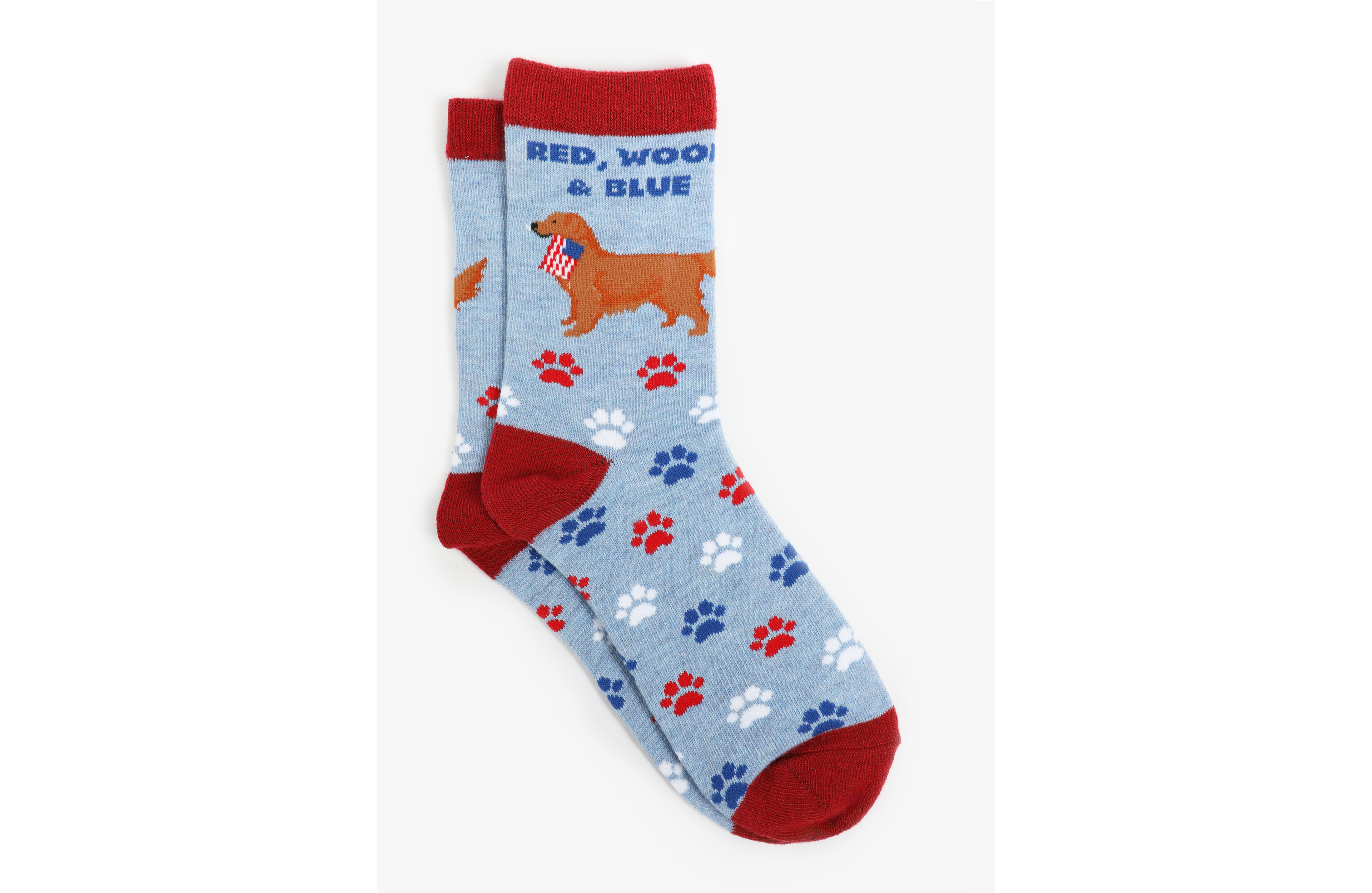 Americana Red Woof And Blue Crew Socks
