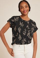 Delton Zipper Back Blouse, BLACK COMBO, small