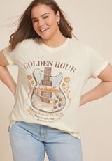 Plus Size Golden Hour Lakeside Music Festival Oversized Fit Graphic Tee, , small