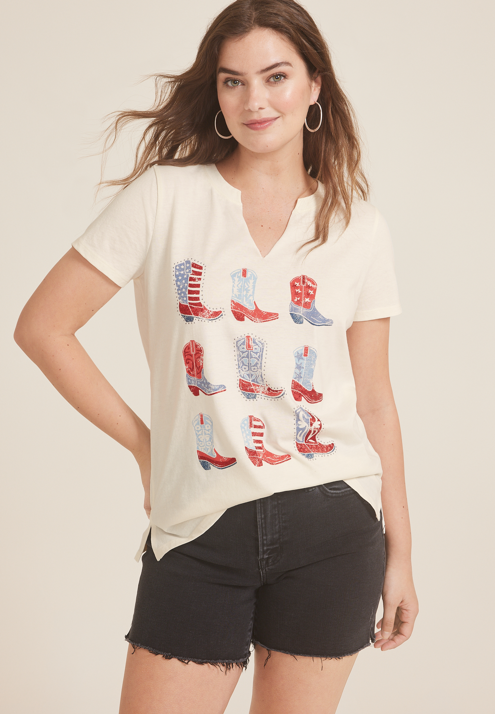 Americana Stacked Boots Classic Fit Graphic Tee, C2789, large