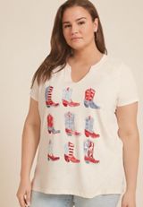 Plus Size Americana Stacked Boots Classic Fit Graphic Tee, C2789, small