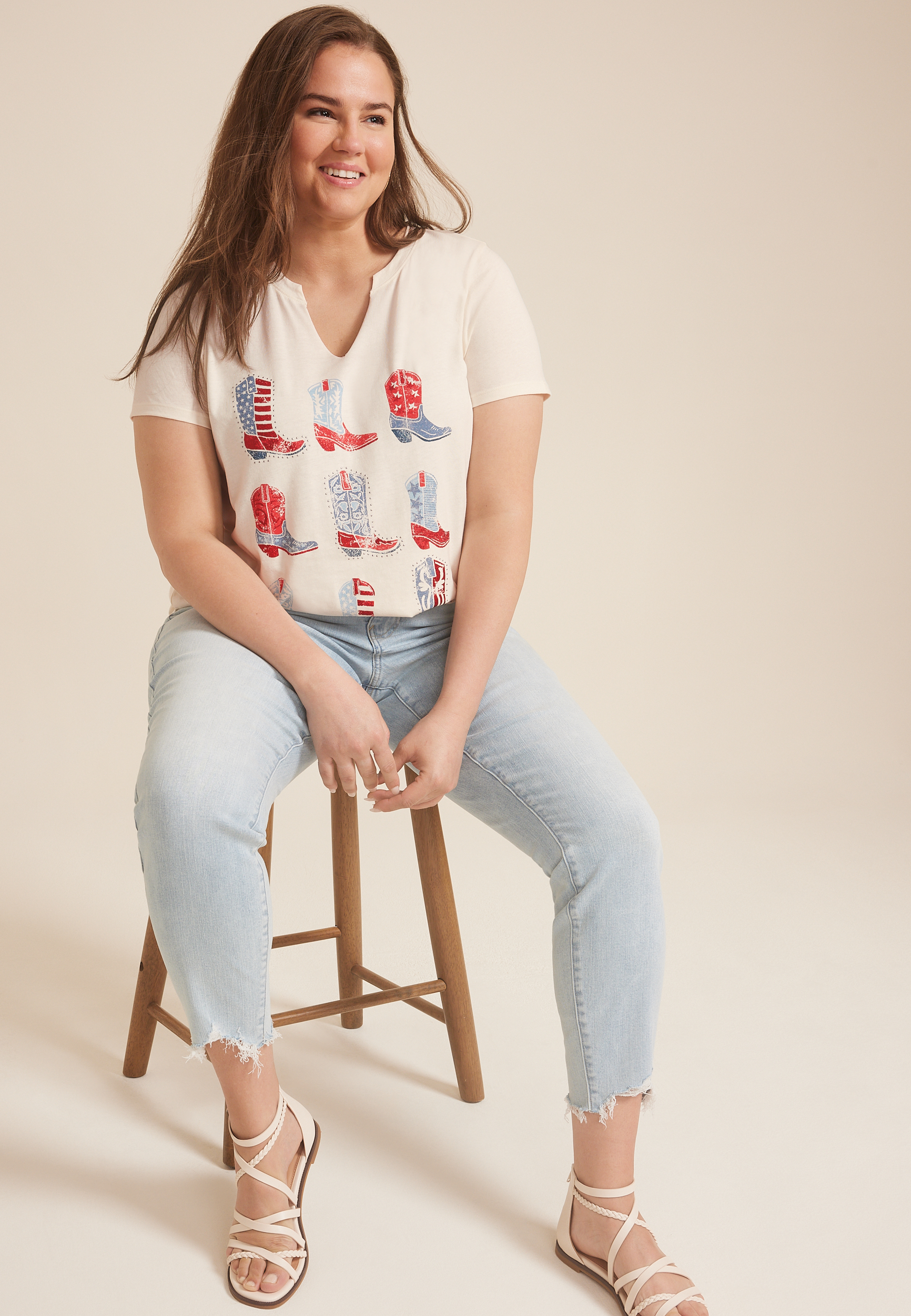 Plus Size Americana Stacked Boots Classic Fit Graphic Tee