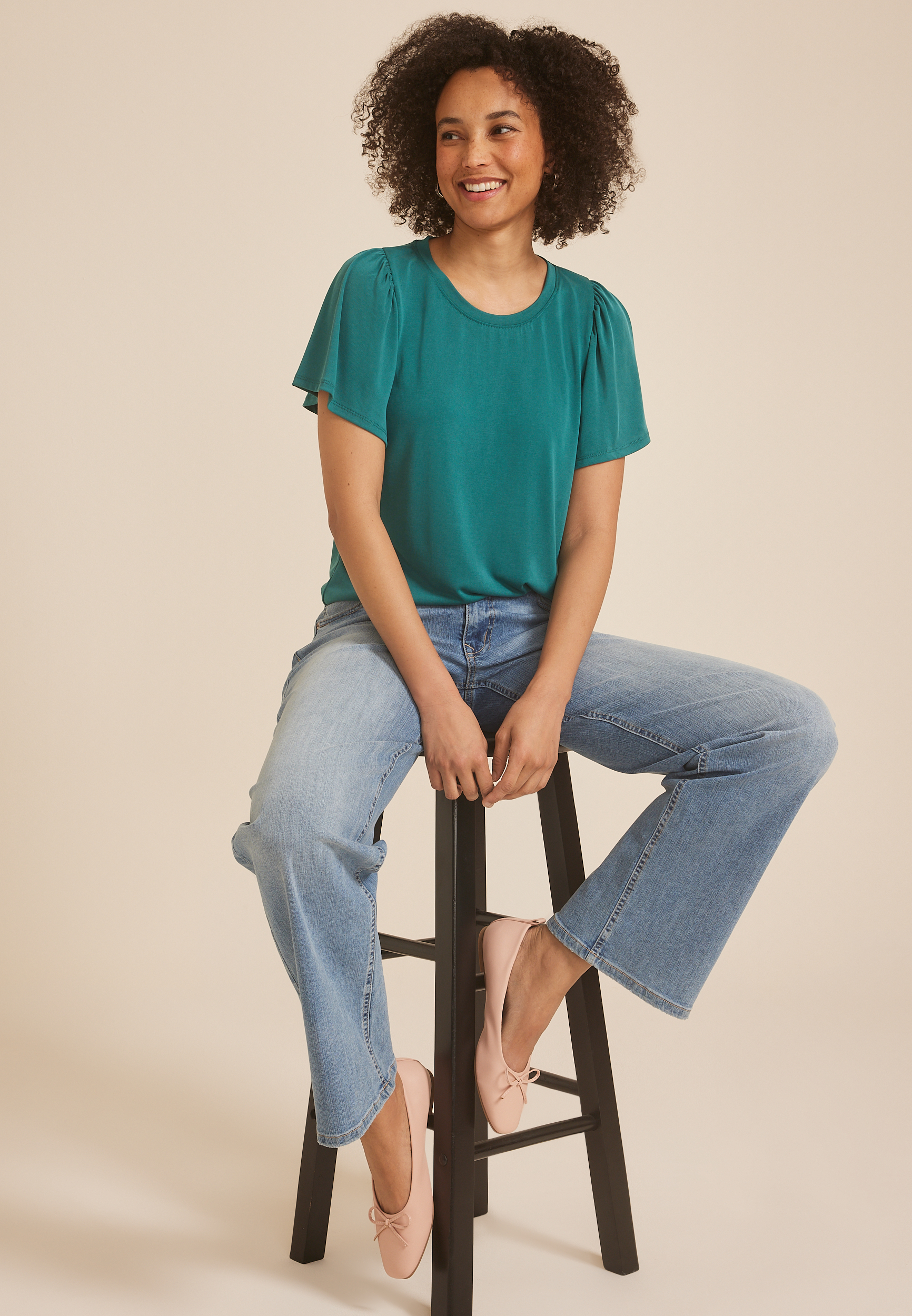 24/7 Charlotte Flutter Sleeve Tee, C9886, large