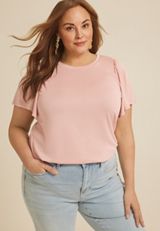 Plus Size 24/7 Charlotte Flutter Sleeve Tee, C9369, small