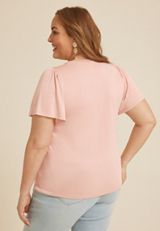Plus Size 24/7 Charlotte Flutter Sleeve Tee, C9369, small