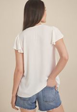 Embroidered Tie Front Blouse, C1212, small