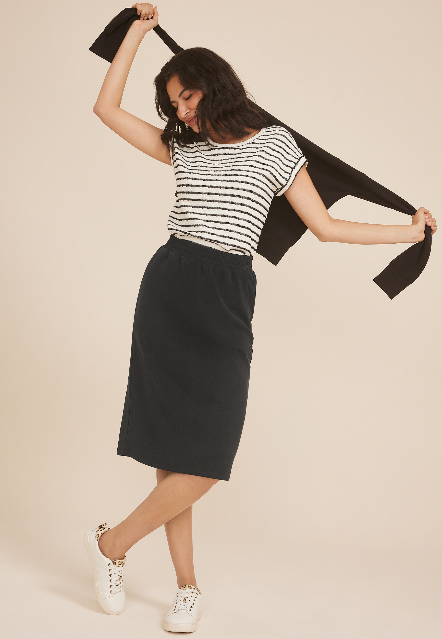 Cloud Scuba Knit High Rise Midi Skirt, C106, large