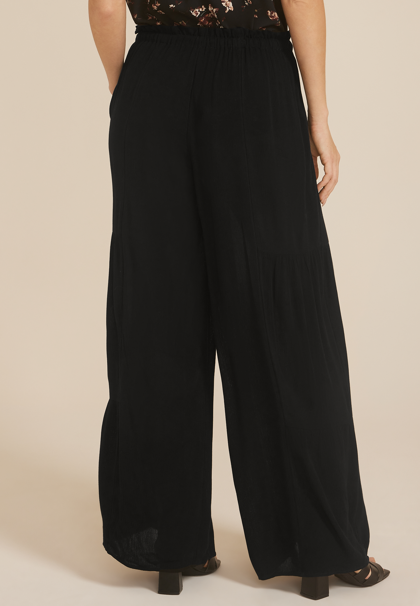 Tiered High Rise Palazzo Pant, , large