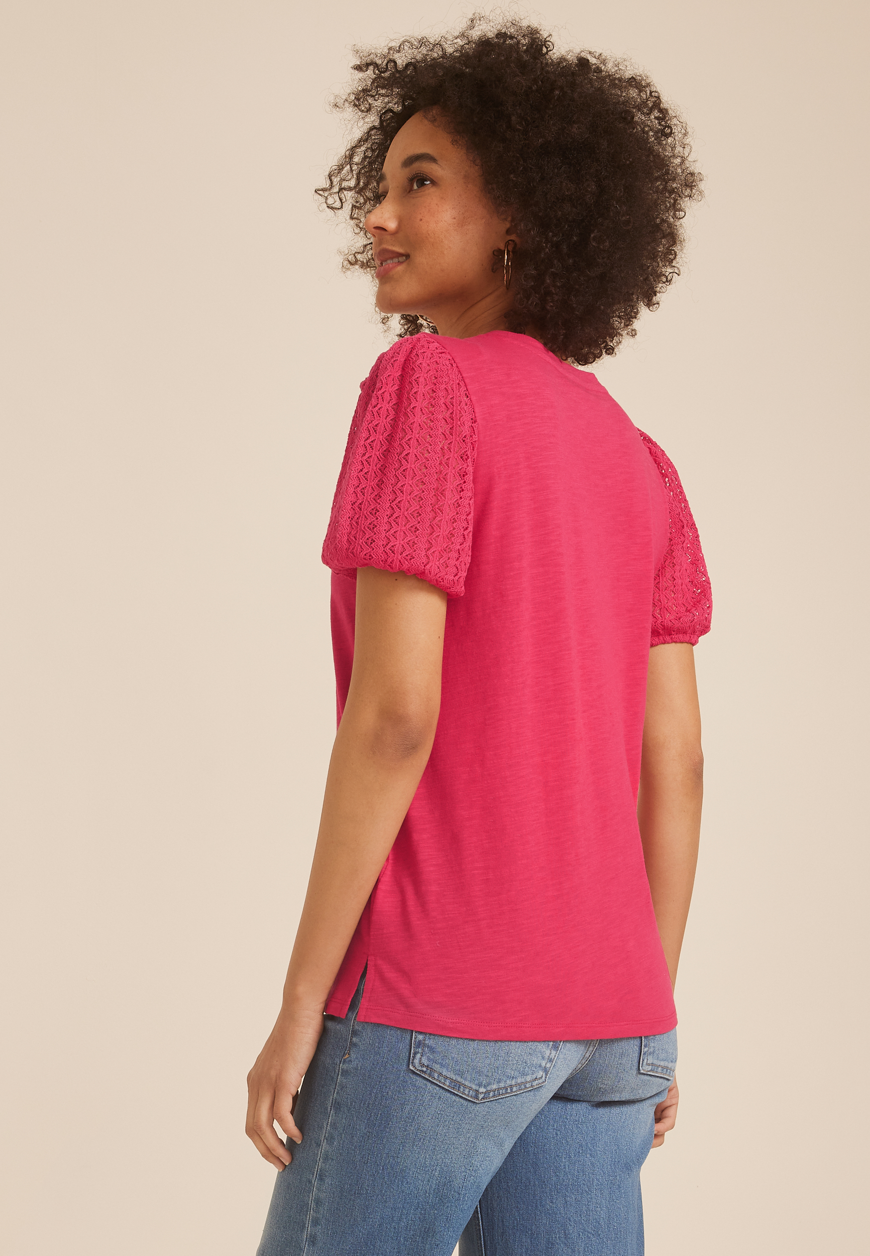 Lace Puff Sleeve Top