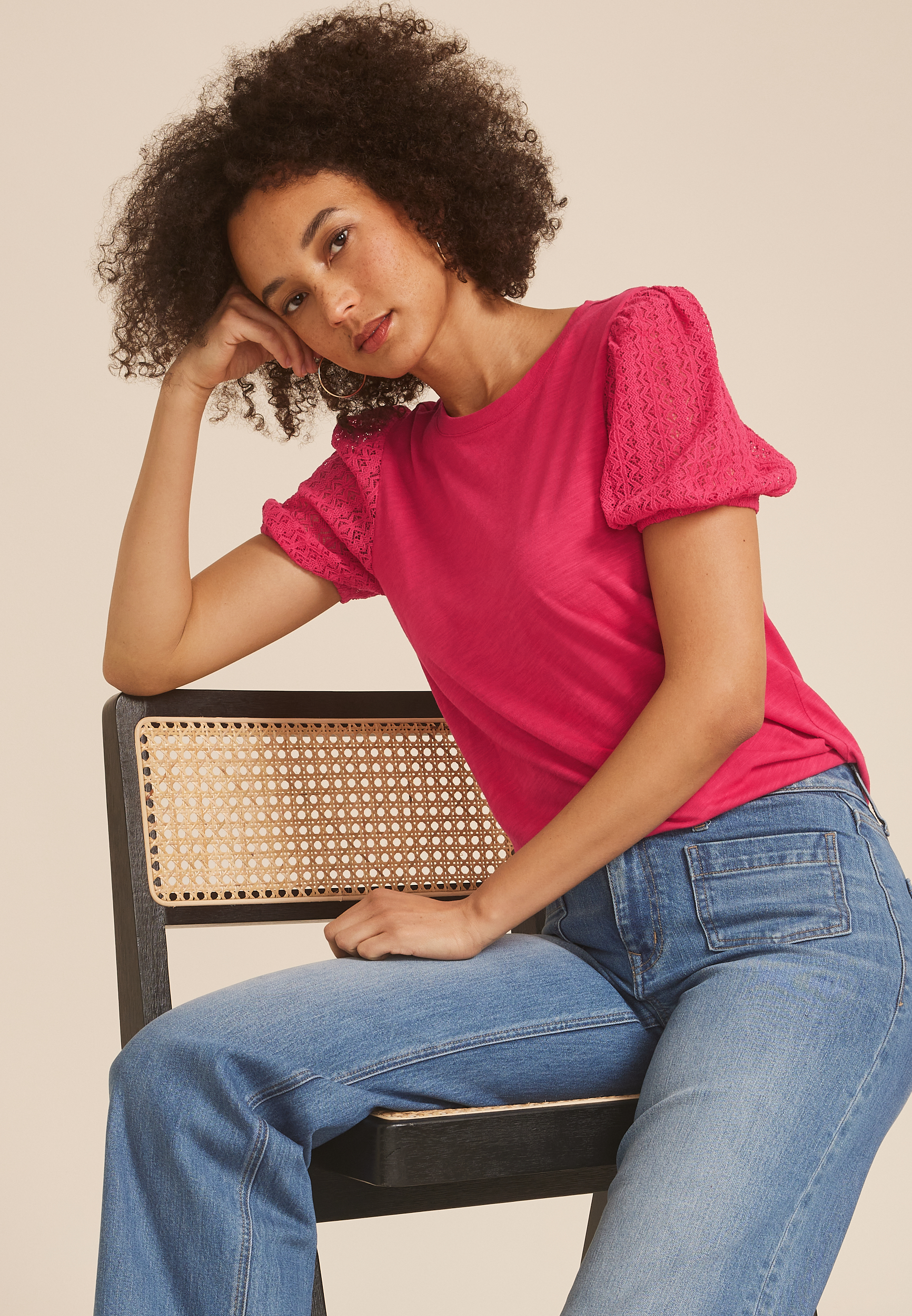 Lace Puff Sleeve Top