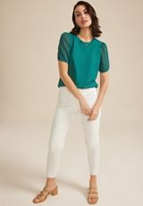 Lace Puff Sleeve Top, C9886, small