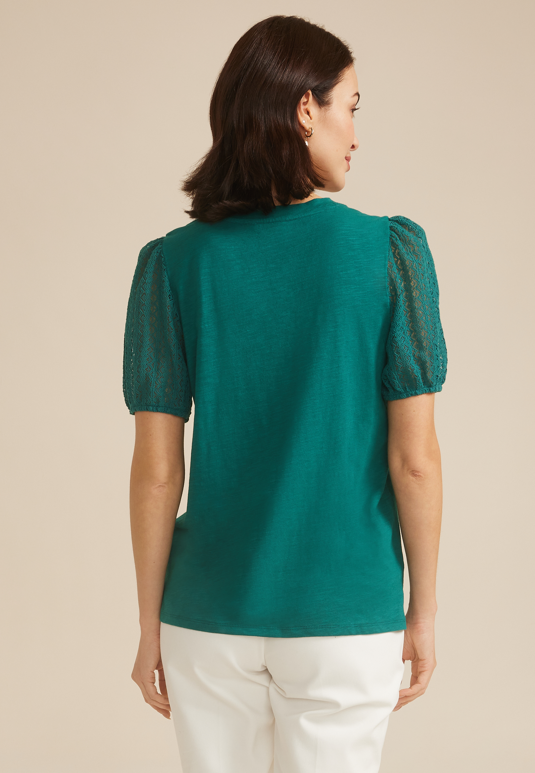 Lace Puff Sleeve Top, C9886, large