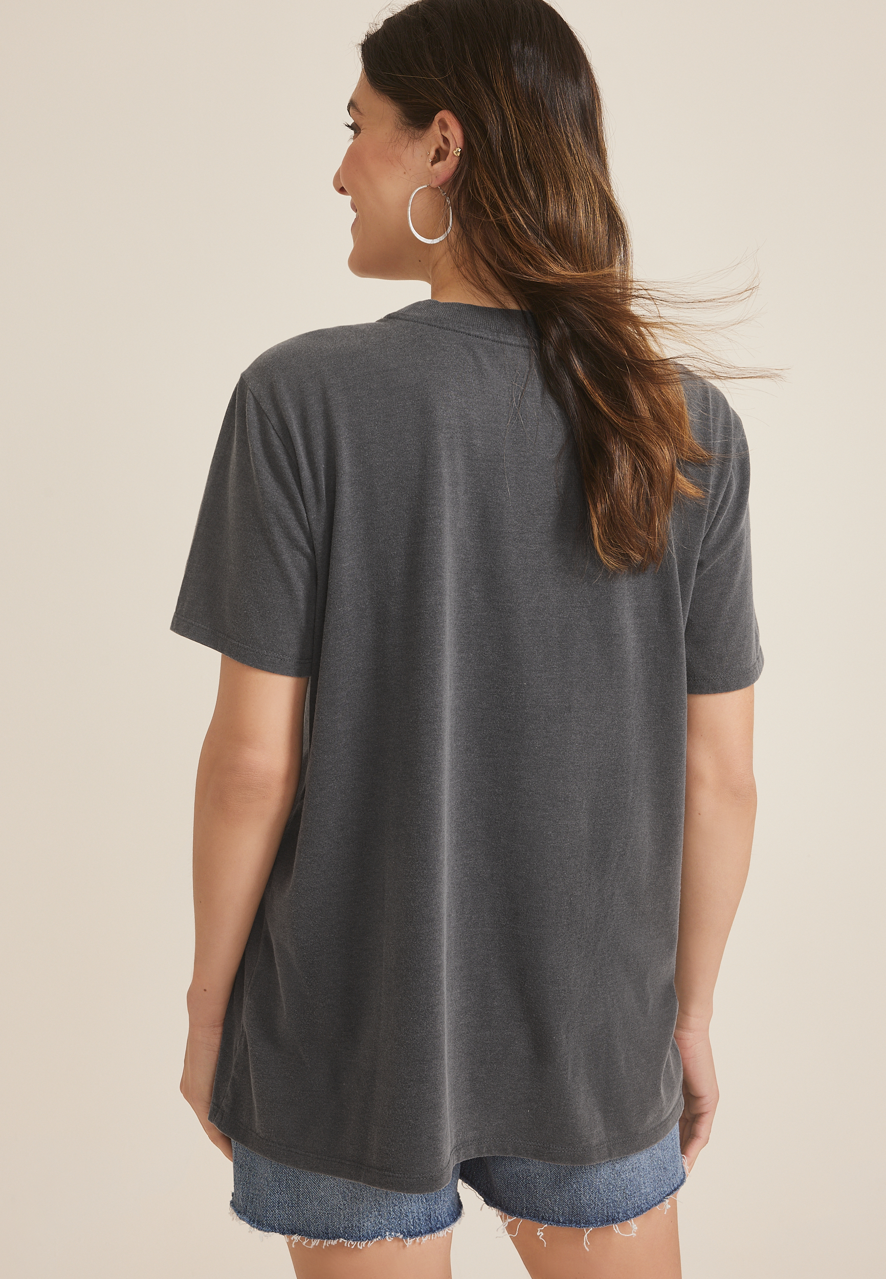 Americana Floral Star Studded Oversized Fit Graphic Tee, C125, large