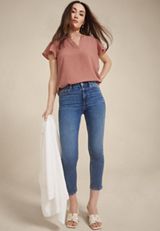 Atwood Flutter Sleeve Blouse, BURLWOOD, small