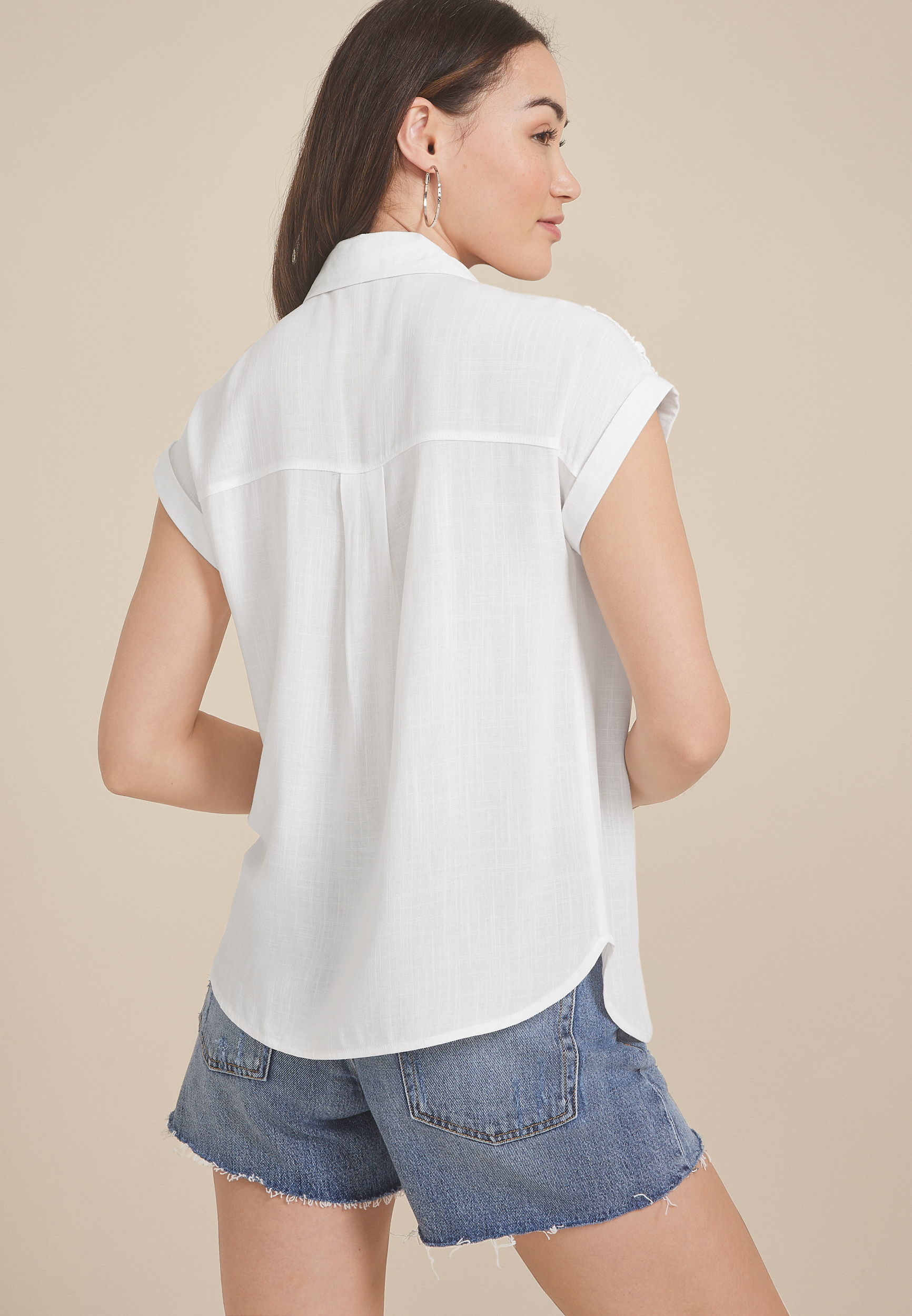 Crochet Yoke Dolman Short Sleeve Tee, C4673, large
