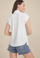 Crochet Yoke Dolman Short Sleeve Tee, C4673, small