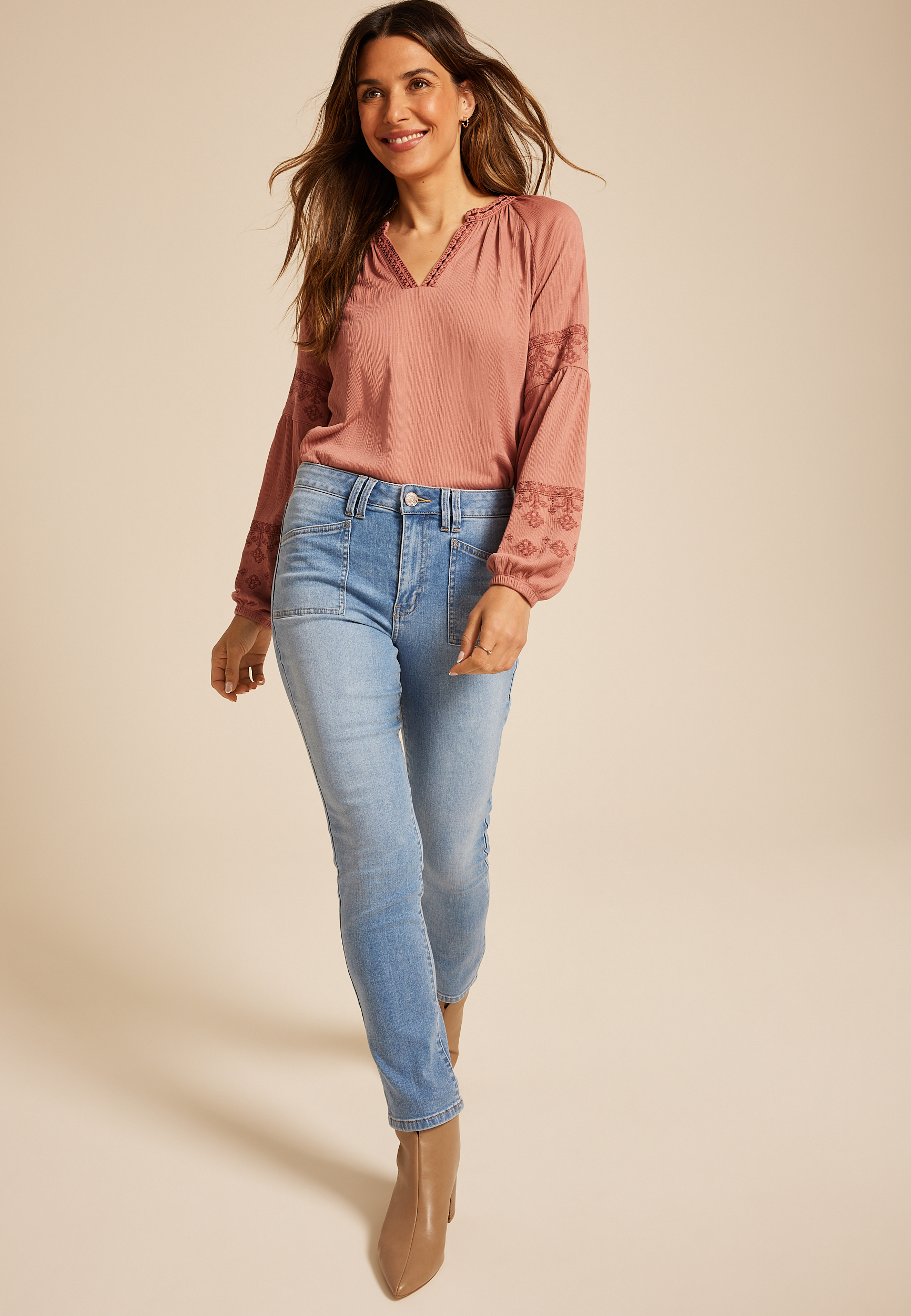 m jeans by maurices™ High Rise Slant Patch Pocket Slim Straight