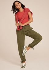 Linen Blend Convertible Mid Rise Wide Leg Pant, , small