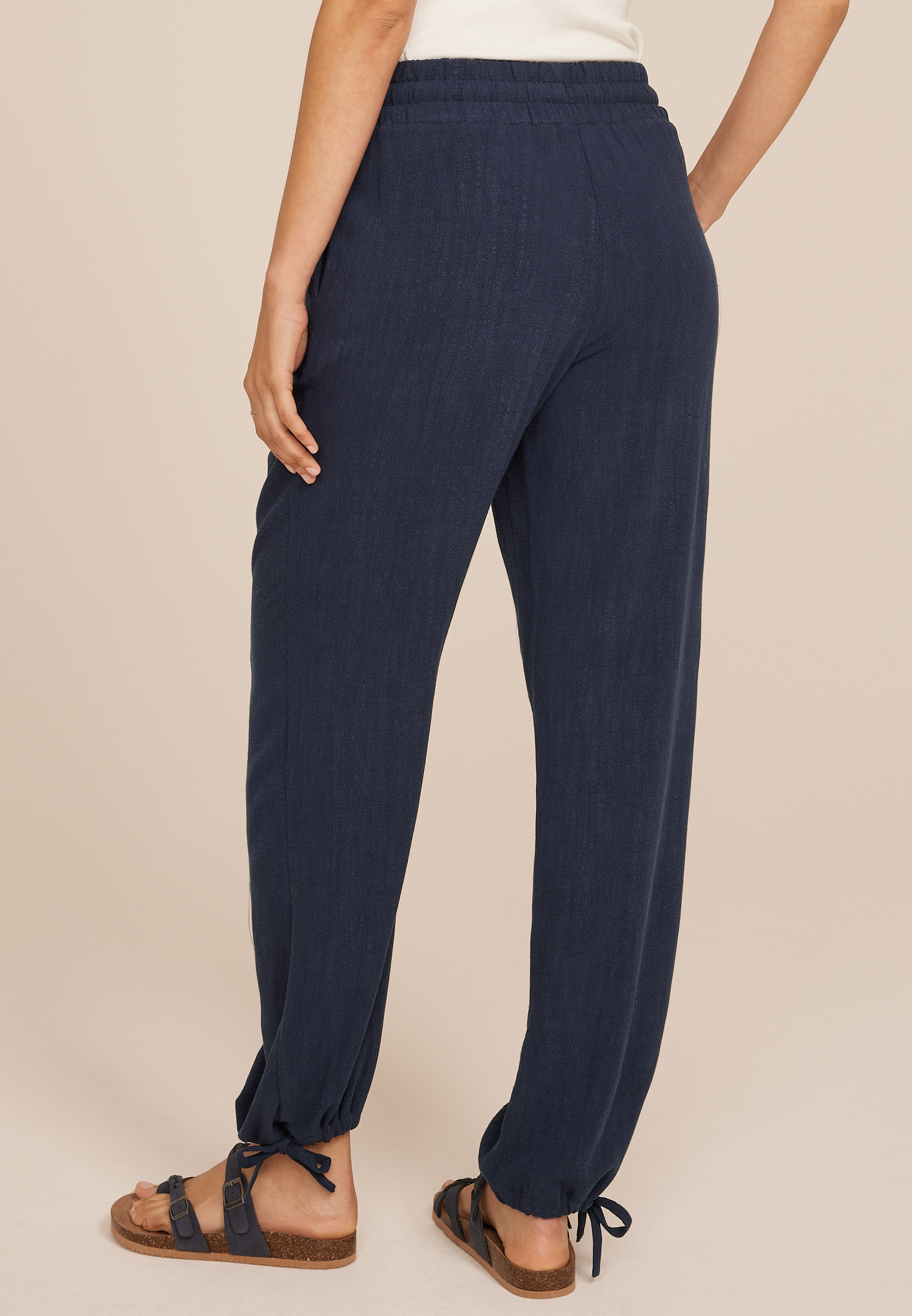 Linen Convertible Mid Rise Wide Leg Pant