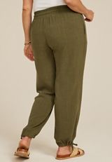 Plus Size Linen Convertible Mid Rise Wide Leg Pant, C9161, small