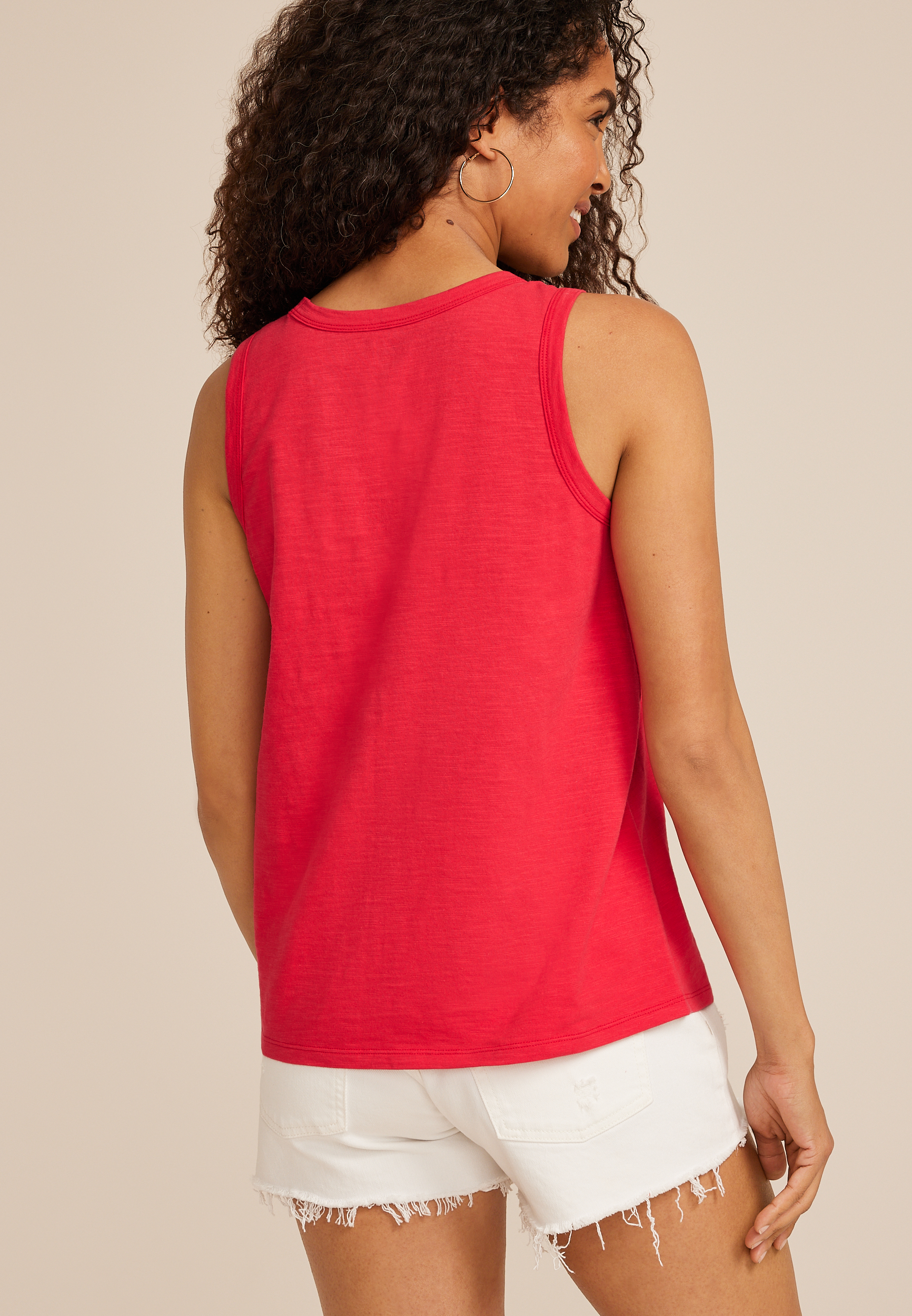 24/7 Colorblock Shoulder Tank Top, RED COMBO, large