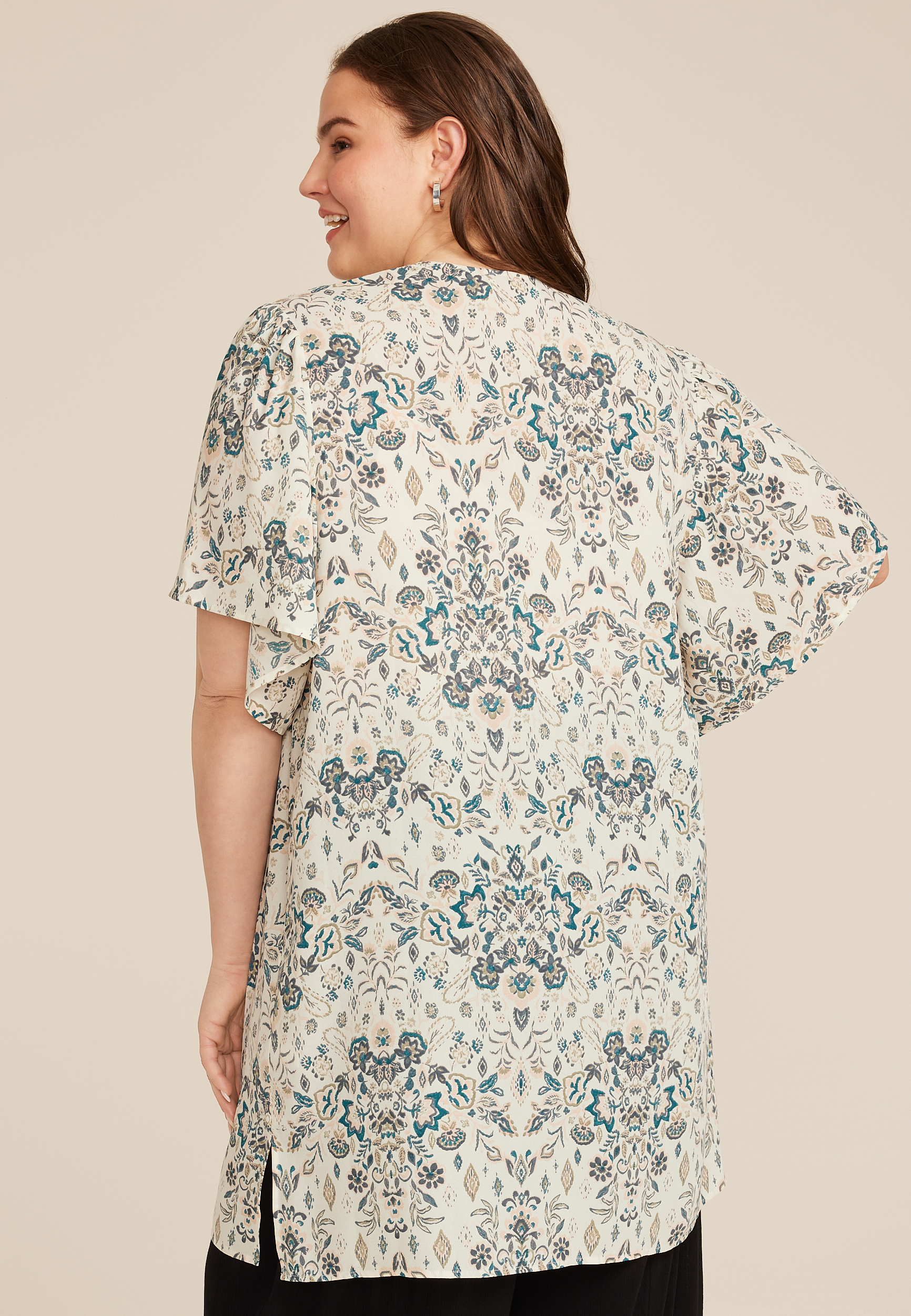 Plus Size Floral Medallion Kimono, C2380, large