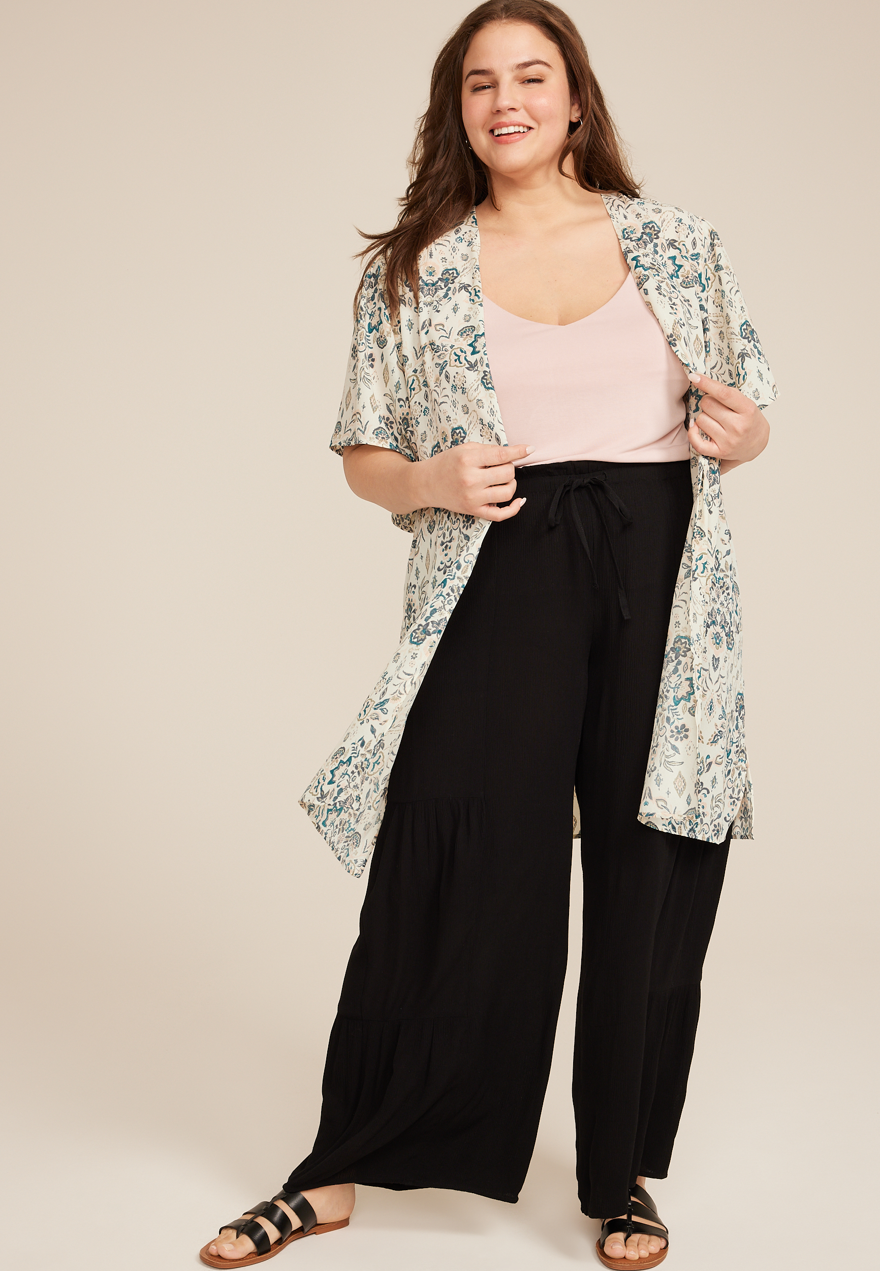 Plus Size Floral Medallion Kimono, C2380, large