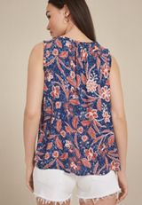 Floral Lace Strap Button Down Tank Top, C1769, small