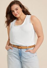 Plus Size Effortless Ruched Tank Top, C4673, small