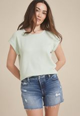 24/7 Clara Wavy Ribbed Short Sleeve Tee, C9884, small
